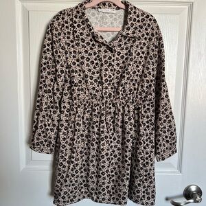 Zara Kids Black and Cream Floral Dress